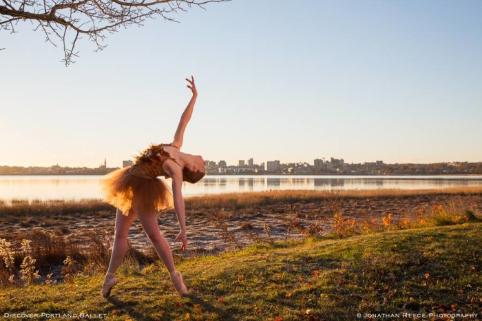 Kaitlyn Hayes—pictured against Portland's Back Cove, with the East End at left—is a graduate of SUNY Purchase College with a BFA in Dance and has trained with Boston Ballet and North Carolina School of the Arts. This is Kaitlyn’s first season with Portland Ballet. She has been seen in PBC’s Jack the Ripper as a Victim, as the Victorian Doll in The Victorian Nutcracker, and most recently as a part of the Trio in Boy Meets Girl. See her perform again on March 29th in PBC’s Bolero to Bayadere.