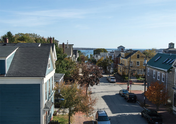 Southeast along St. Lawrence Street toward the Fore River.